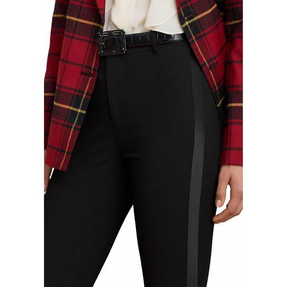 NEW RALPH LAUREN holiday satin stripe twill classy pants in black - Picture 4 of 5